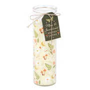 Fairy Folklore print moss and sandalwood tube candle – front view