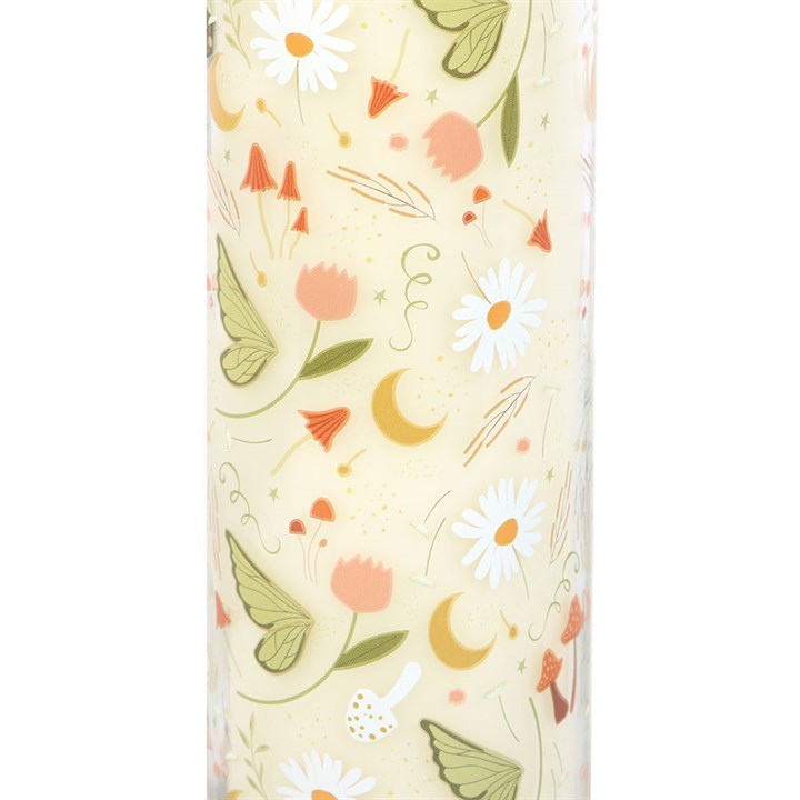 Fairy Folklore print moss and sandalwood tube candle – detail view