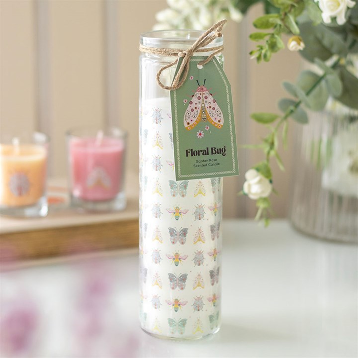 Floral Bug garden rose tube candle – lifestyle view