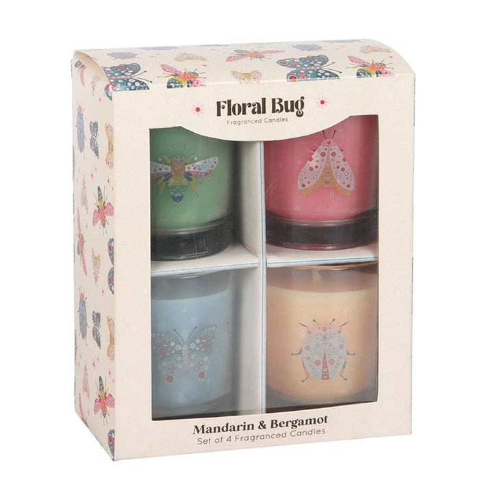 Floral Bug mandarin and bergamot set of 4 candles – front view