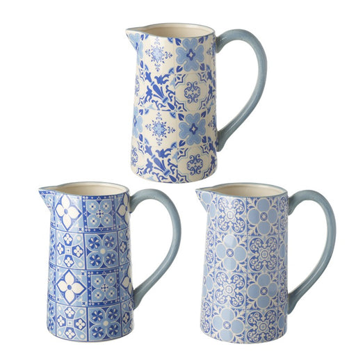 Blue tile pattern ceramic jug with intricate tile-inspired design — available in three styles