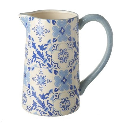 Blue tile pattern ceramic jug — design option 1