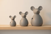 Grey ceramic standing mouse ornament in 3 sizes