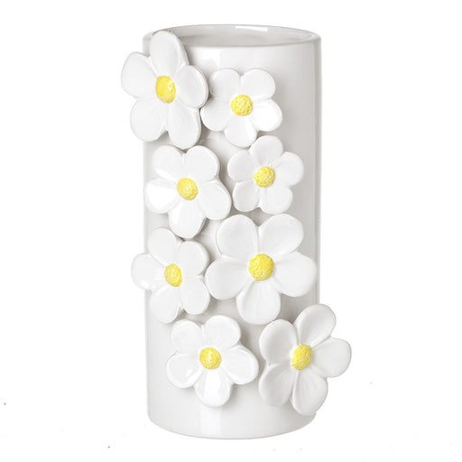 White floral ceramic vase