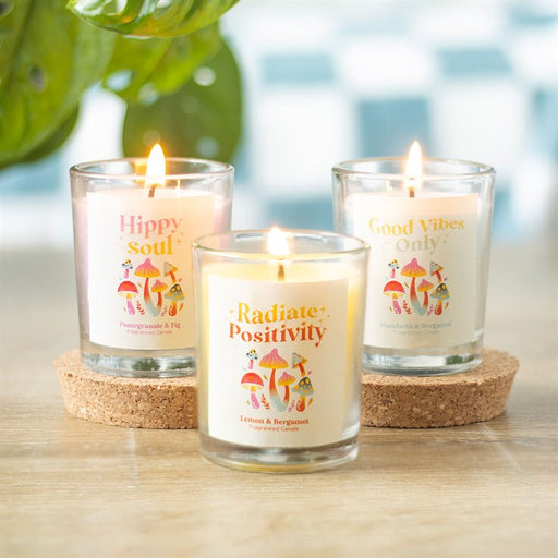 Funky Fungi mushroom votive set of 3 candles – lifestyle view