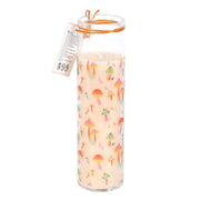  Funky Fungi Lemon & Bergamot tube candle showing safety label and orange twine bow on a white background