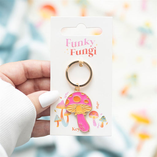 Funky Fungi mushroom keyring – lifestyle view