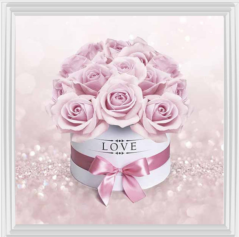 Love Posy 30x30 White Lyon Frame Liquid Art
