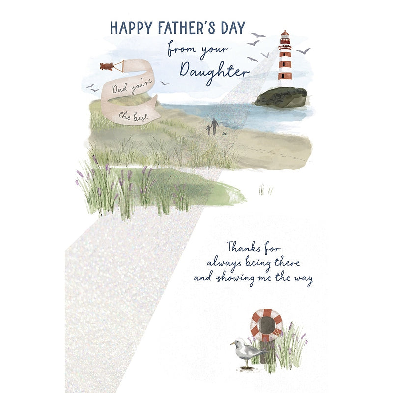 Fathers Day Card - From Daughter Seaside Scene