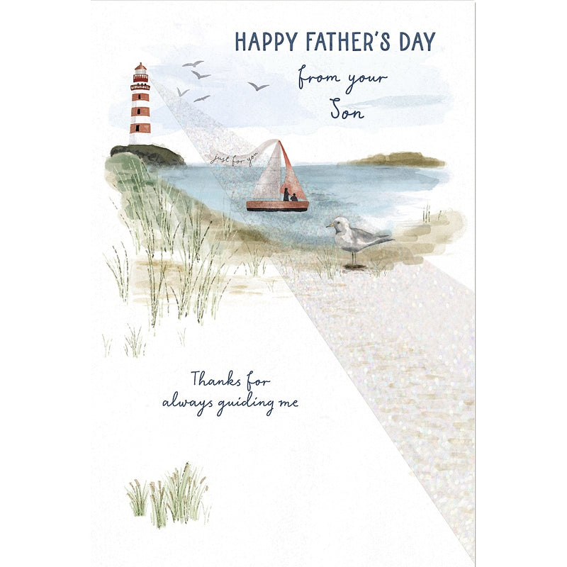 Fathers Day Card - From Son Seaside Scene