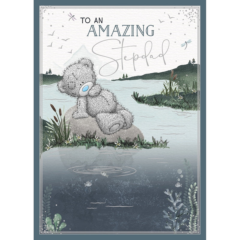 Fathers Day Card - Stepdad Bear Sitting on Rock
