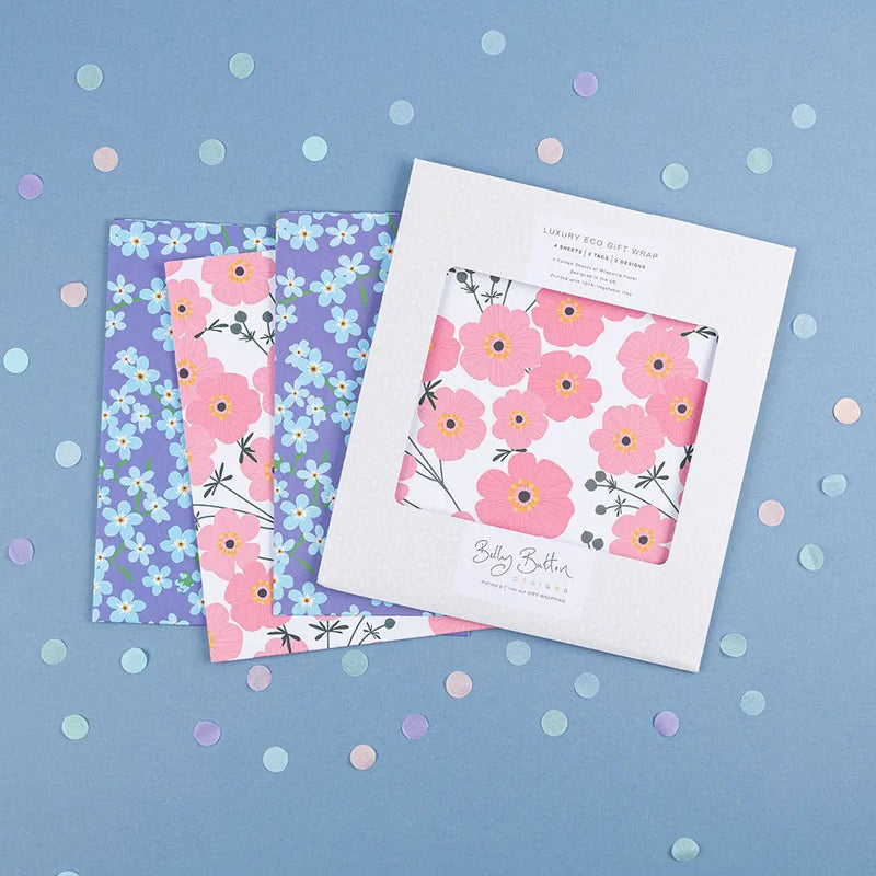 Red & Blue Florals Eco Flat Wrap Pack