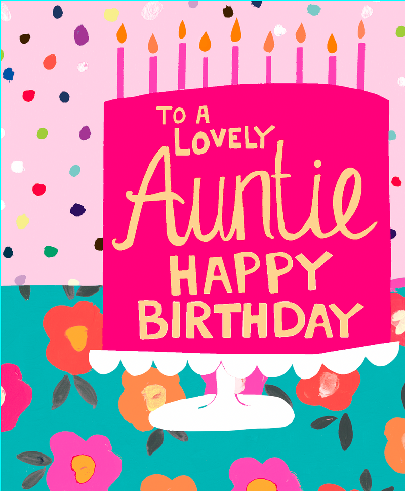 Lovely Auntie Birthday Card by Paper Salad – super embossed with foil detail and neon colours