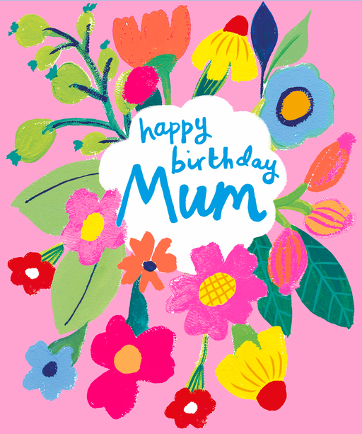 Happy Birthday Mum pink florals card by Paper Salad