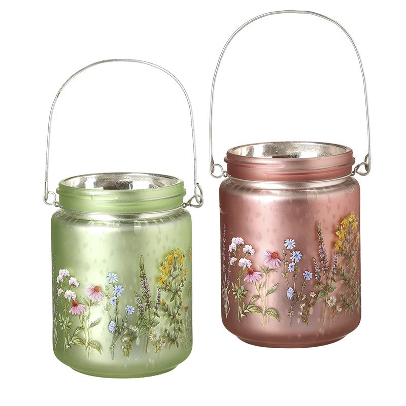 Pearlised Glass Pink &  Tealights