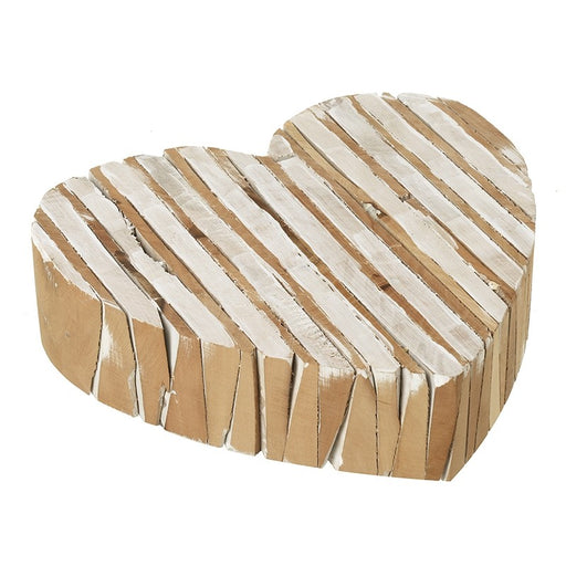 Large rustic wooden slice heart decoration