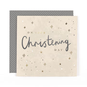 Christening card with elegant star design, 6x6 inches – Little Monkey Gifts