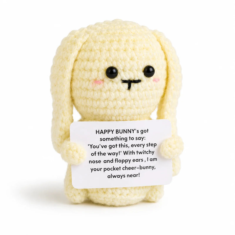 Bunny Positive Crochet Gift character as a cream crochet bunny with long floppy ears holding a You've got this every step of the way message, presented on a white background