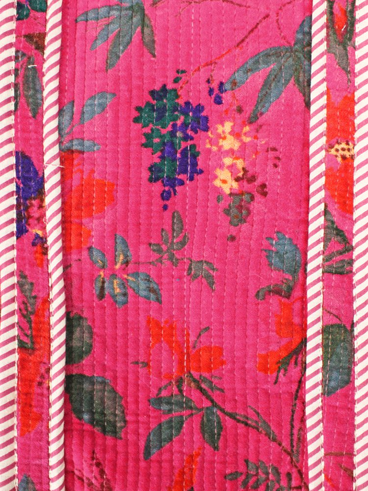Quilted Velvet Tote Bag – Tropical Floral Pink