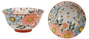 Tuscany Floral Ceramic Bowl with peach floral design inside and out