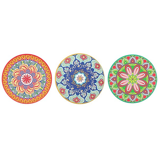 Tuscany Mandala Ceramic Coaster with mandala design — available in red, blue or green