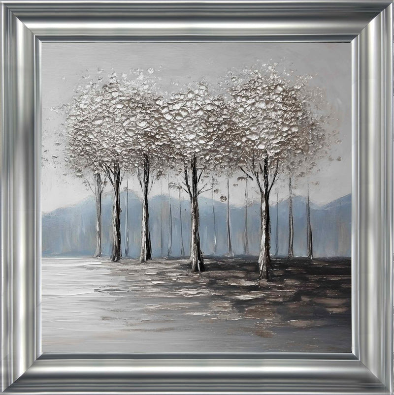 Winter Woodland 40x40 Silver Alpha Frame Liquid Art