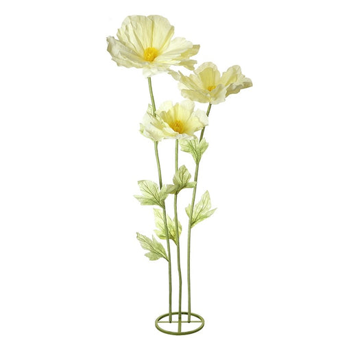 Large yellow peony stem triple head faux floral display