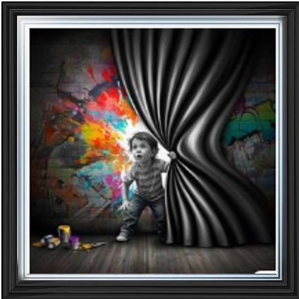 Peek-a-Boo 40x40 Two Tone Silver Lyon Liquid Art
