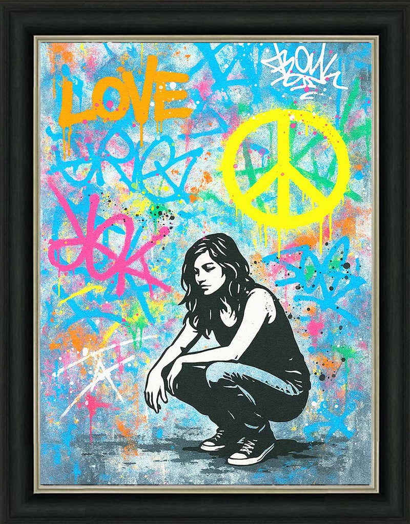 Graffiti Girl 50x40 Black Alpha Frame Liquid Art