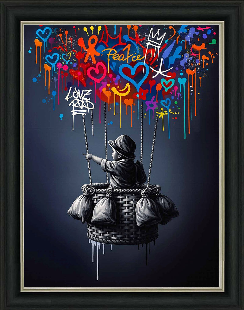 Balloon Ride 50x40 Black Alpha Frame Liquid Art