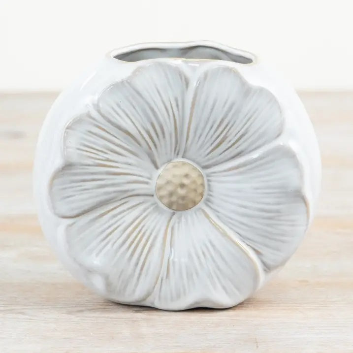 Daisy shaped ceramic vase 17cm