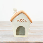 Pastel green fairy house tealight holder 13.7cm – back view