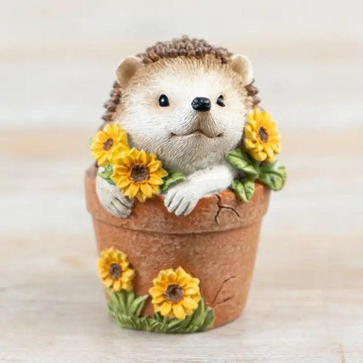 Hedgehog in plant pot decor 8cm