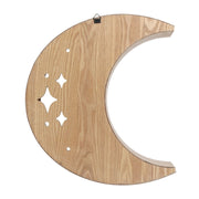 Wooden crescent moon wall shelf – back view