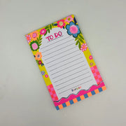 Paper Salad To Do Floral Notepad showing lined To Do sheet with bold floral border on yellow background