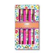 Paper Salad Mixed Print Pen Gift Set showing three pens in bright floral gift box with pink interior and Paper Salad label