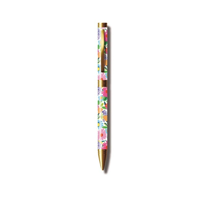 Paper Salad Mixed Print Pen Gift Set daisy design ballpoint pen with gold-tone fittings showing large daisy floral pattern