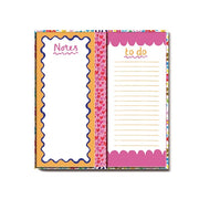 Paper Salad Floral Notes and To Do Sticky Note Set open showing Notes pad on left and To Do pad on right with bold designs
