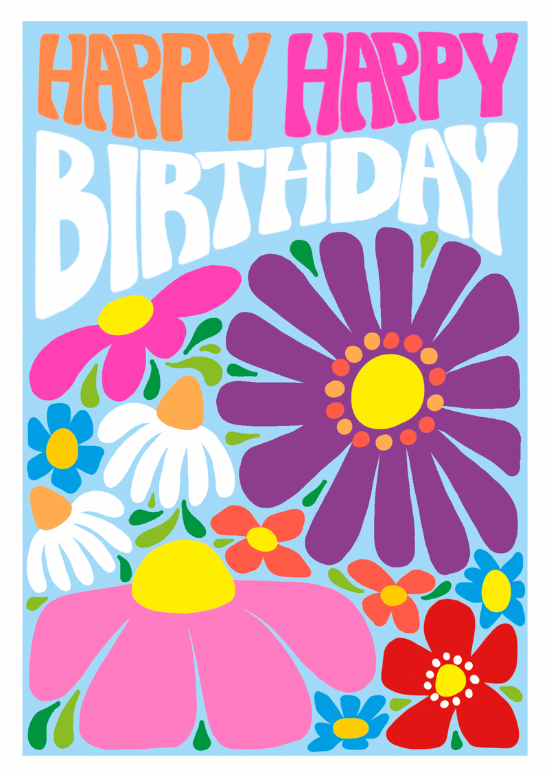 Paper Salad - Happy Birthday Florals Blue