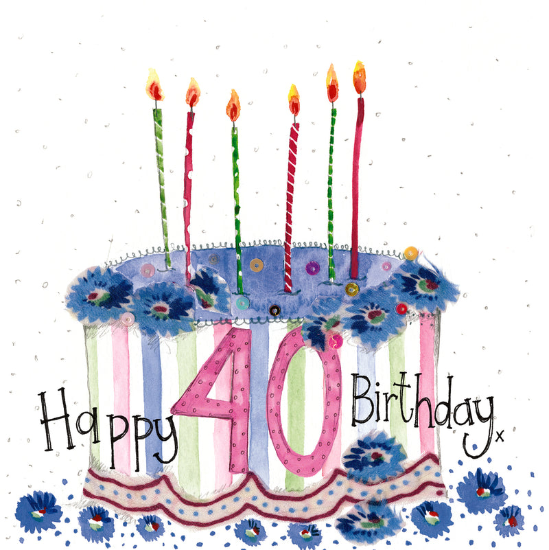 40 Year Old Cake Birthday Card