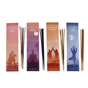 Mindfulness Collection Incense Sticks, four packs standing upright showing illustrated silhouette designs,white background