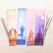 Mindfulness Collection Incense Sticks, four packs laid flat showing Warmth, Gratitude, Kindness and Clarity designs with incense sticks fanned out, cream background