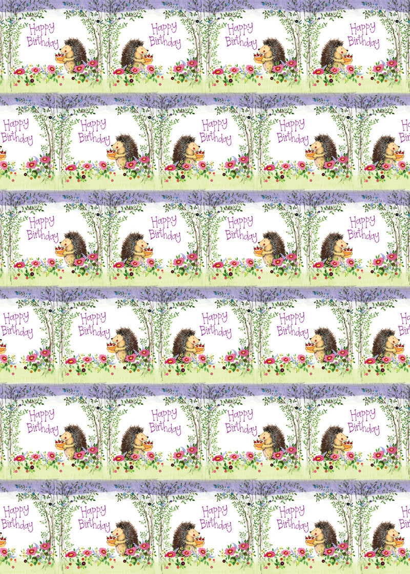 Birthday Hedgehog Bagged Gift Wrap