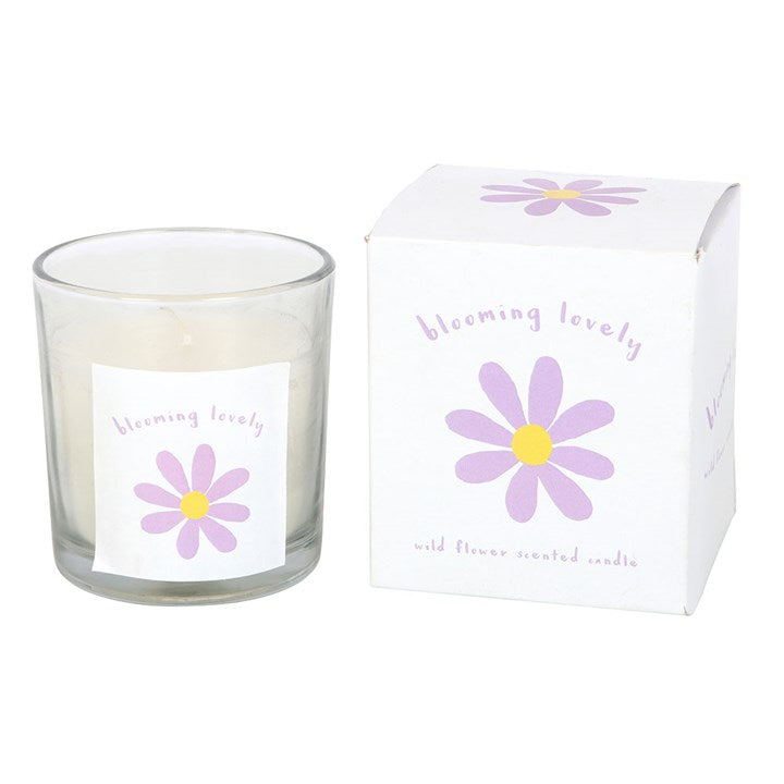 Bloomin Lovely daisy wildflower candle – front view