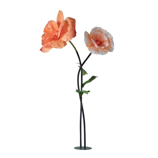 Large peach double head poppy stem faux floral display