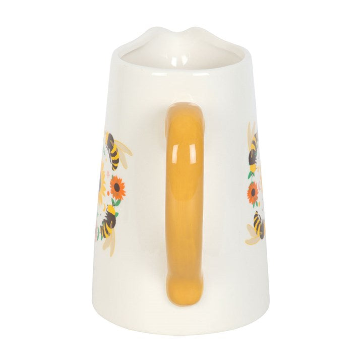 Summer Bee sunflower ceramic jug – side view