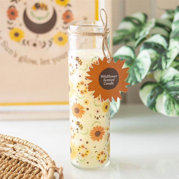 Bee Radiant wildflower tube candle – lifestyle view