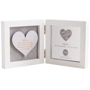 Hinged heart photo frame for Mum open to reveal foil-blocked sentimental message and 9.8x9.8cm photo space