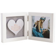 Hinged heart photo frame for Mum open to reveal foil-blocked sentimental message and 9.8x9.8cm photo space