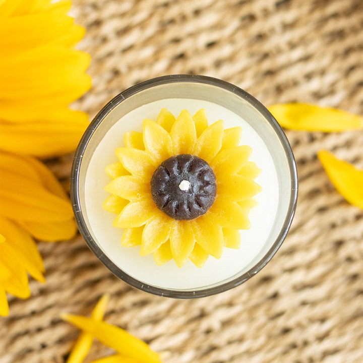 You Are My Sunshine unscented candle 200g – lifestyle top view